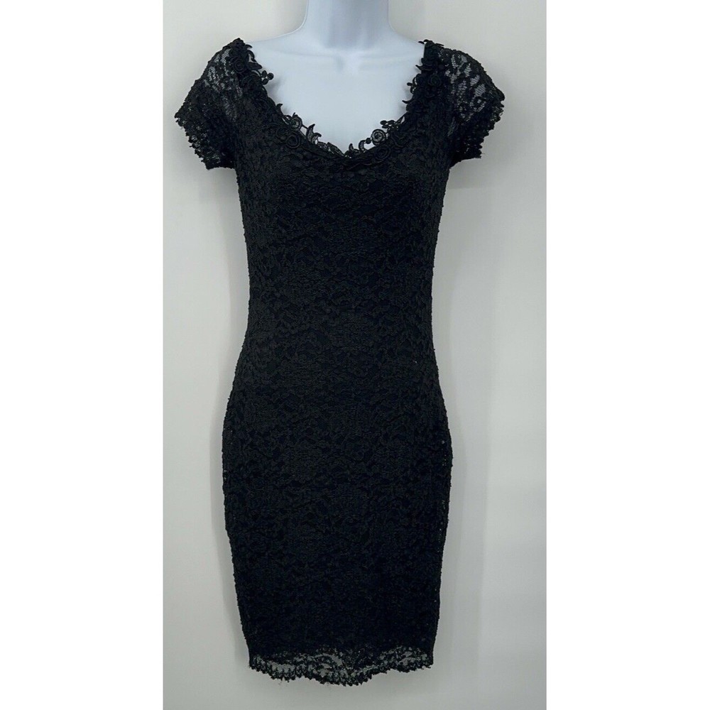 Susan Roselli for Vijack Black Sequin Lace  New Years Party Vintage Dress 7-8‎